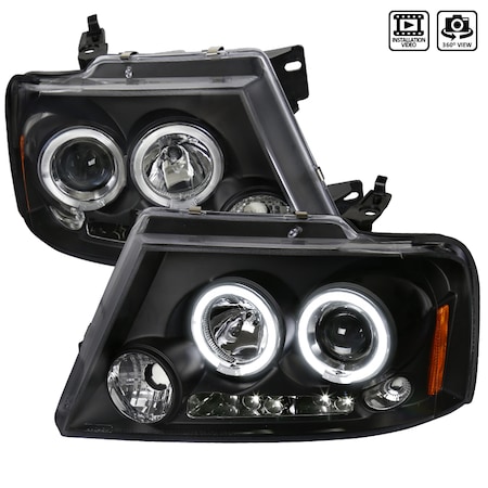 Spec-D Tuning 04-08 Ford F150 Halo LED Projector Black 2LHP-F15004JM-TM
